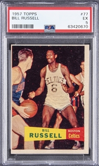 1957/58 Topps Basketball Complete Set (80) – Featuring #77 Bill Russell SP Rookie Card Graded PSA EX 5